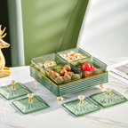 Six-Compartment Serving Tray for Snacks, Green or White