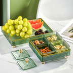 Six-Compartment Serving Tray for Snacks, Green or White