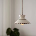 Hand-Painted Floral Ceramic Pendant Light, Copper Finish