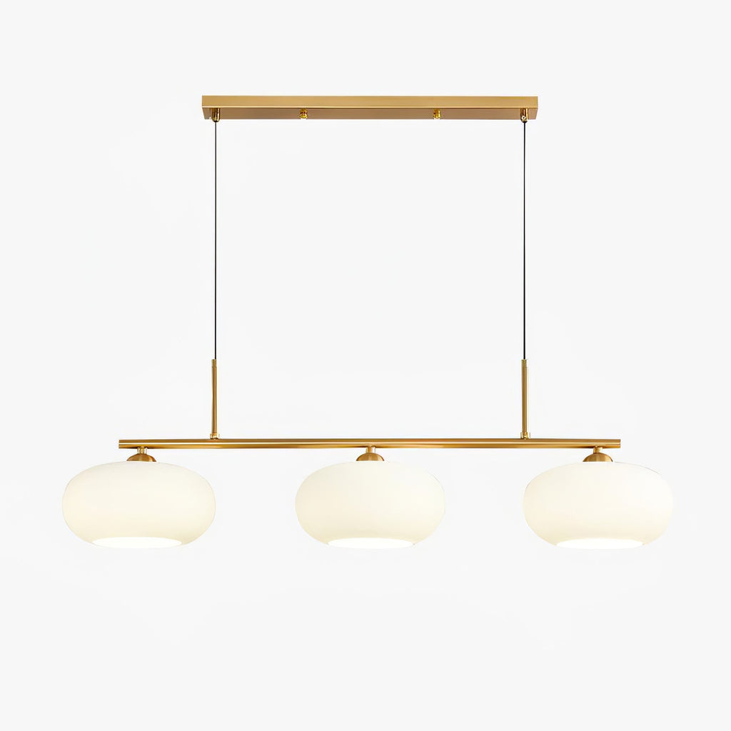 3 Light Linear Globe Pendant Light, Nickel or Gold, 98 cm