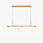 3 Light Linear Globe Pendant Light, Nickel or Gold, 98 cm