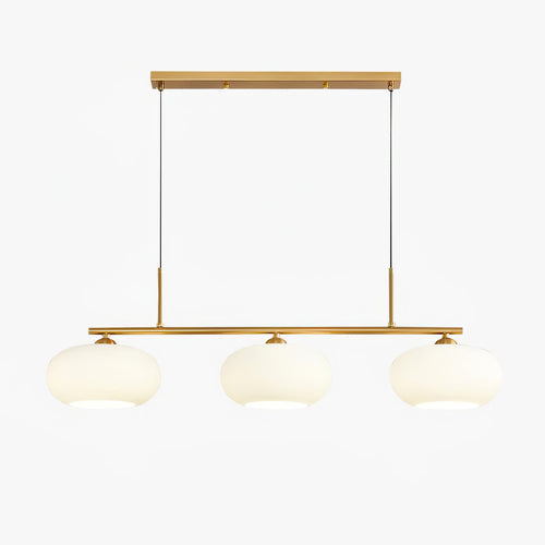 3 Light Linear Globe Pendant Light, Nickel or Gold, 98 cm