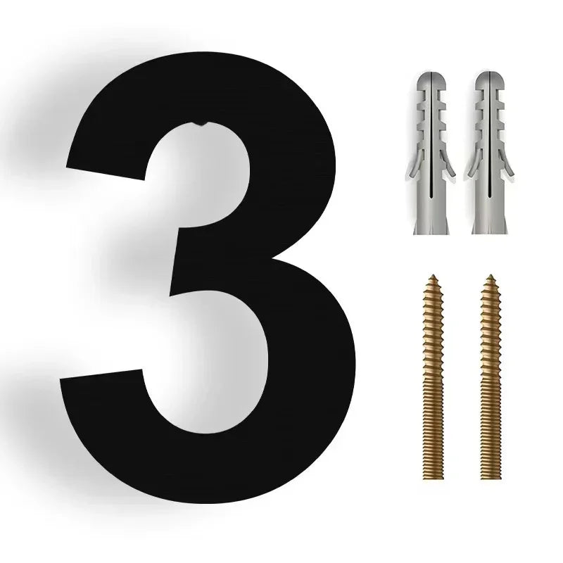Floating 3D House Number in Stainless Steel, 20 cm