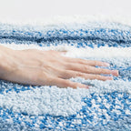 Microfibre Bath Mat, Non-Slip and Absorbent, Blue and Beige