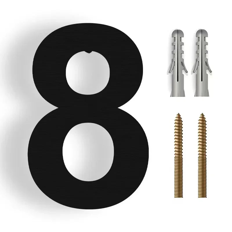 Floating 3D House Number in Stainless Steel, 20 cm