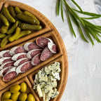 Round Wooden Serving Platter with 8 Removable Dishes, 25 cm
