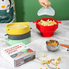 Collapsible Silicone Microwave Popcorn Bowl with Lid