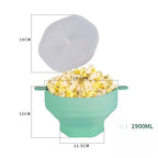 Collapsible Silicone Microwave Popcorn Bowl with Lid