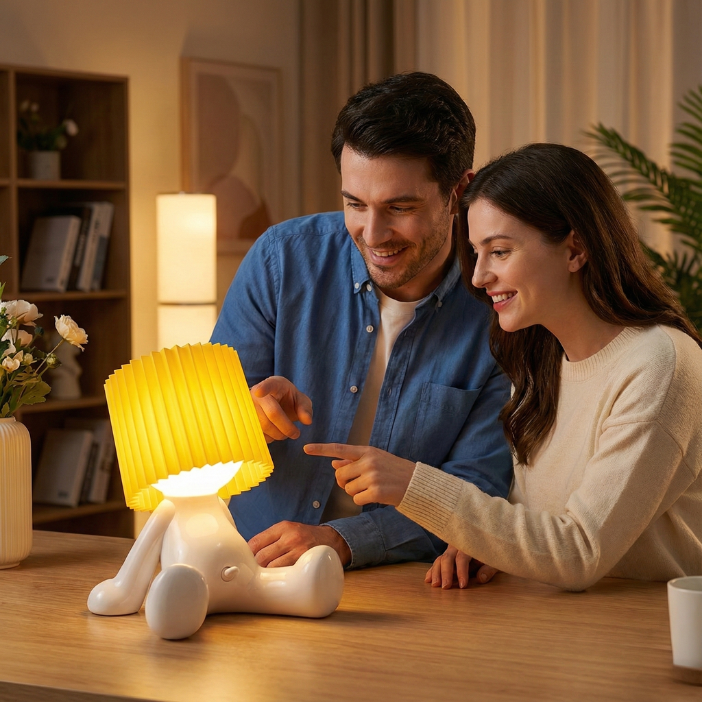 Seated Figure LED Table Lamp, Rechargeable, Eight Colours