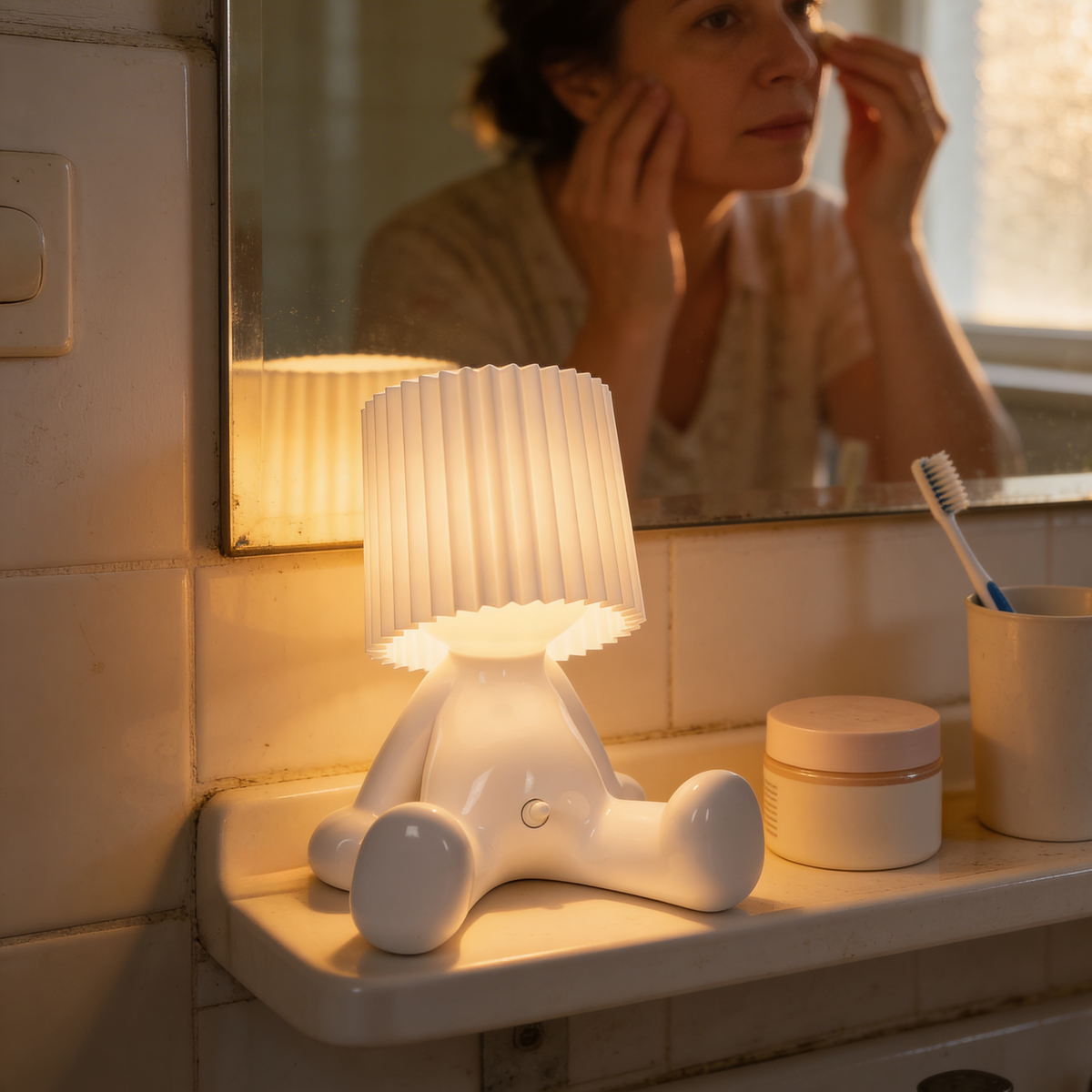 Seated Figure LED Table Lamp, Rechargeable, Eight Colours