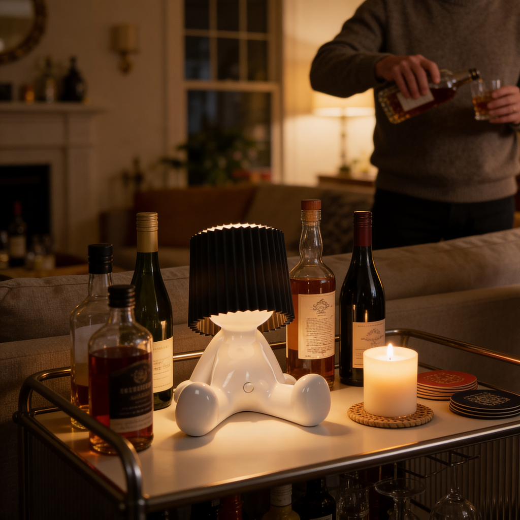 Seated Figure LED Table Lamp, Rechargeable, Eight Colours