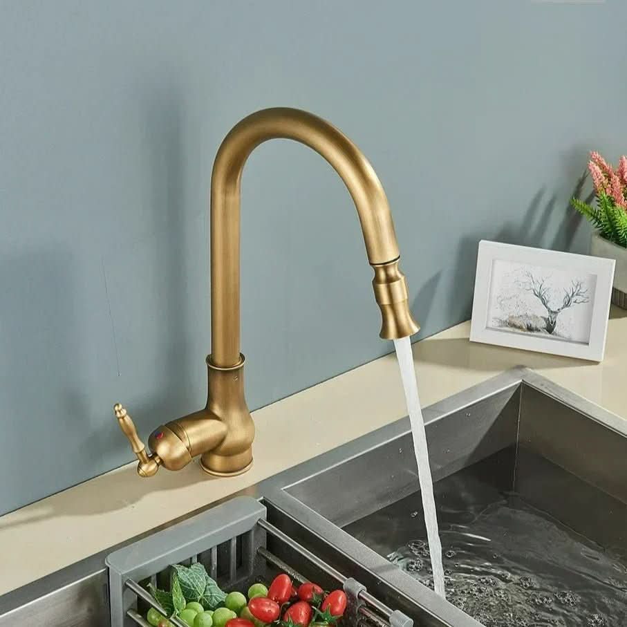 Pull-Out Kitchen Mixer Tap, High Arc, Antique Bronze or Black