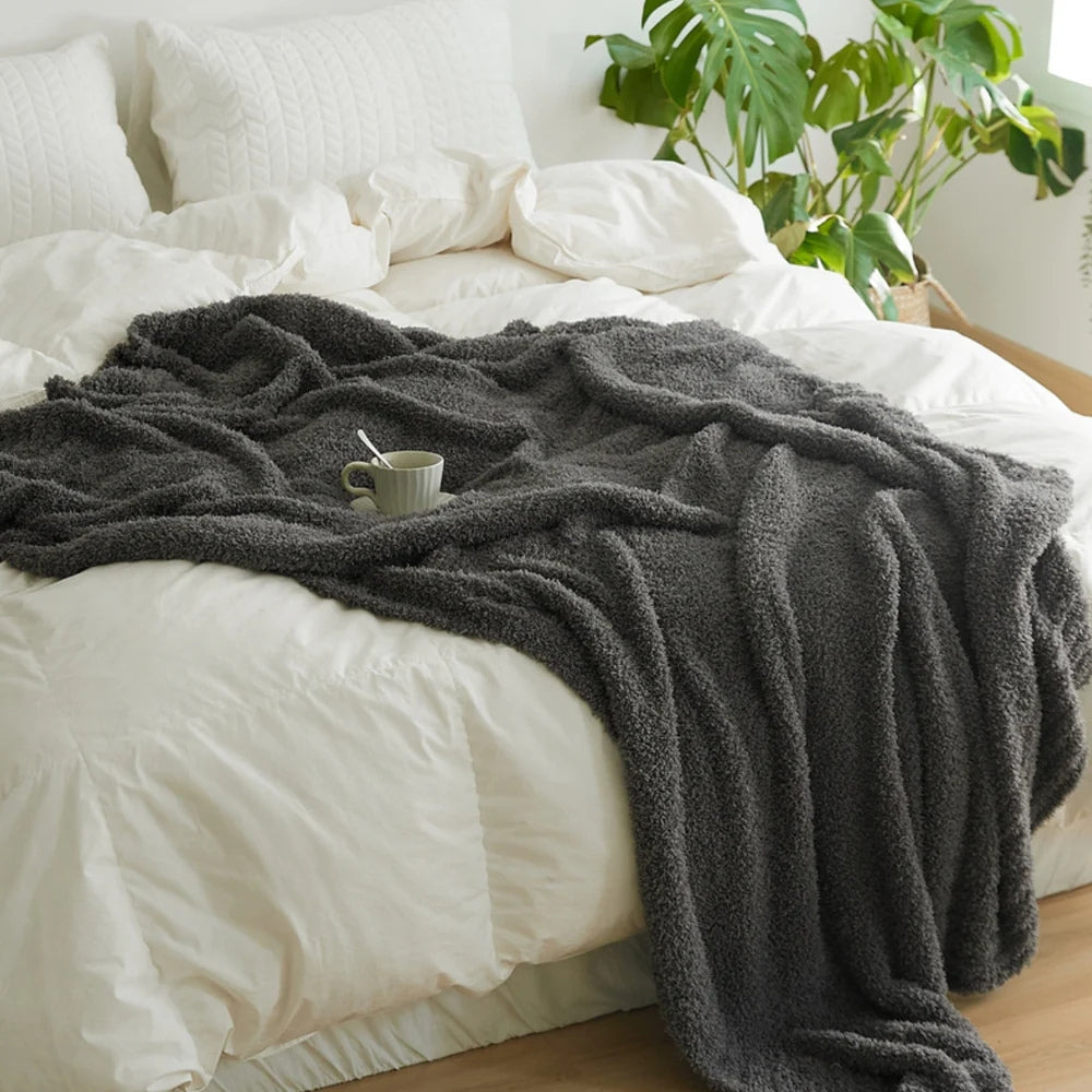 Knitted Microfibre Throw, 130 x 160 cm, Plain Design