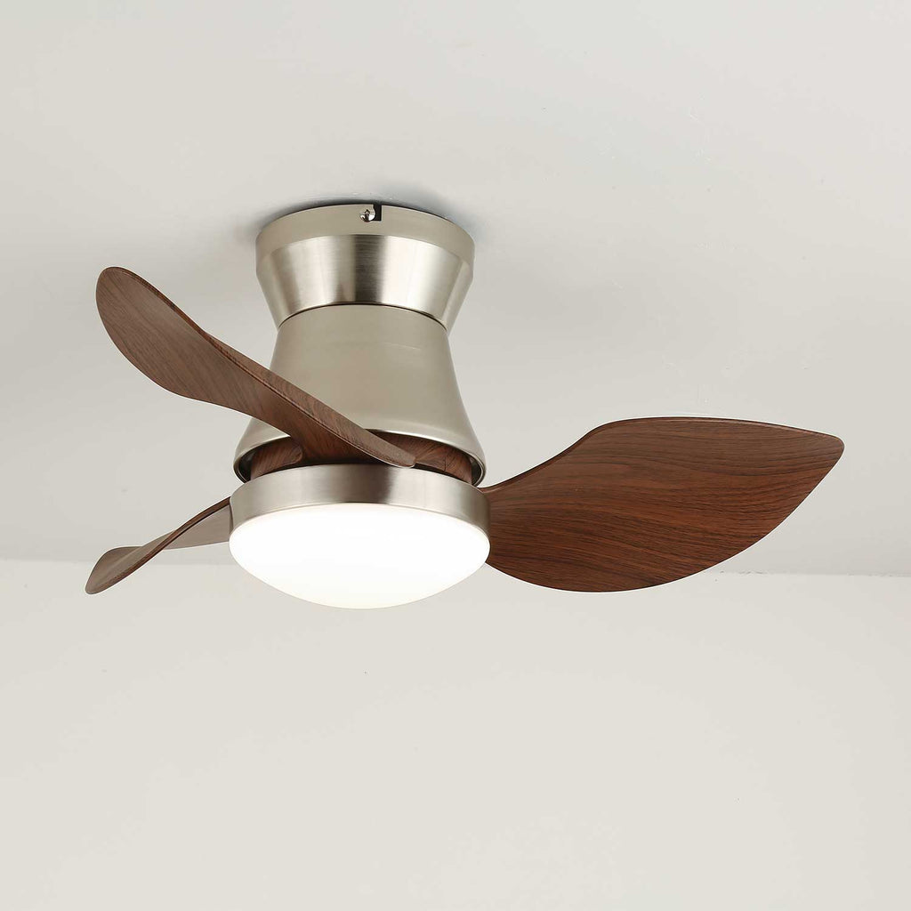 Nickel and Walnut Ceiling Fan with 24W LED Light, 60 cm