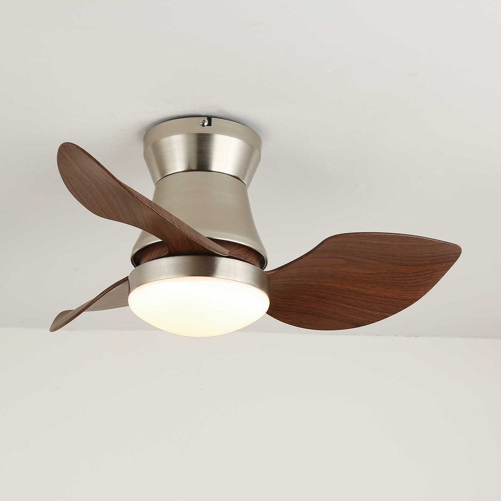 Nickel and Walnut Ceiling Fan with 24W LED Light, 60 cm