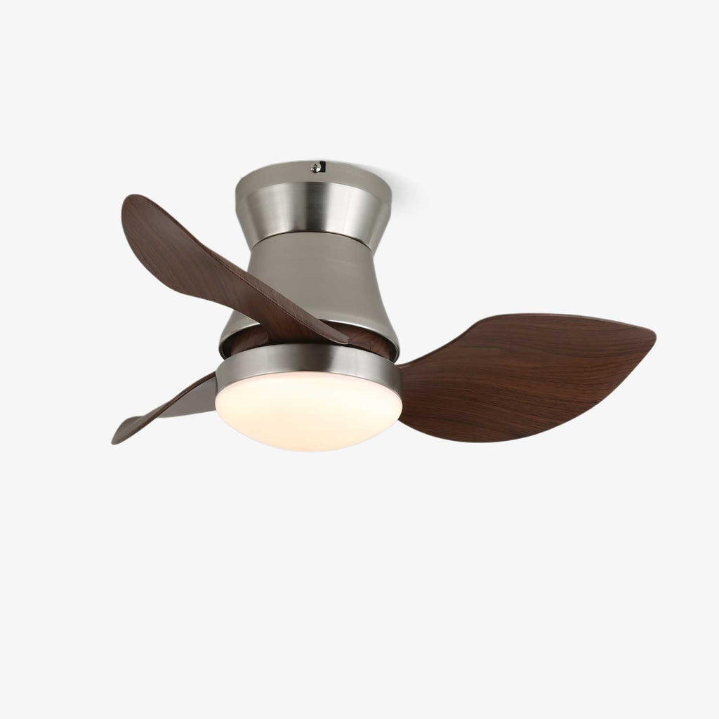 Nickel and Walnut Ceiling Fan with 24W LED Light, 60 cm