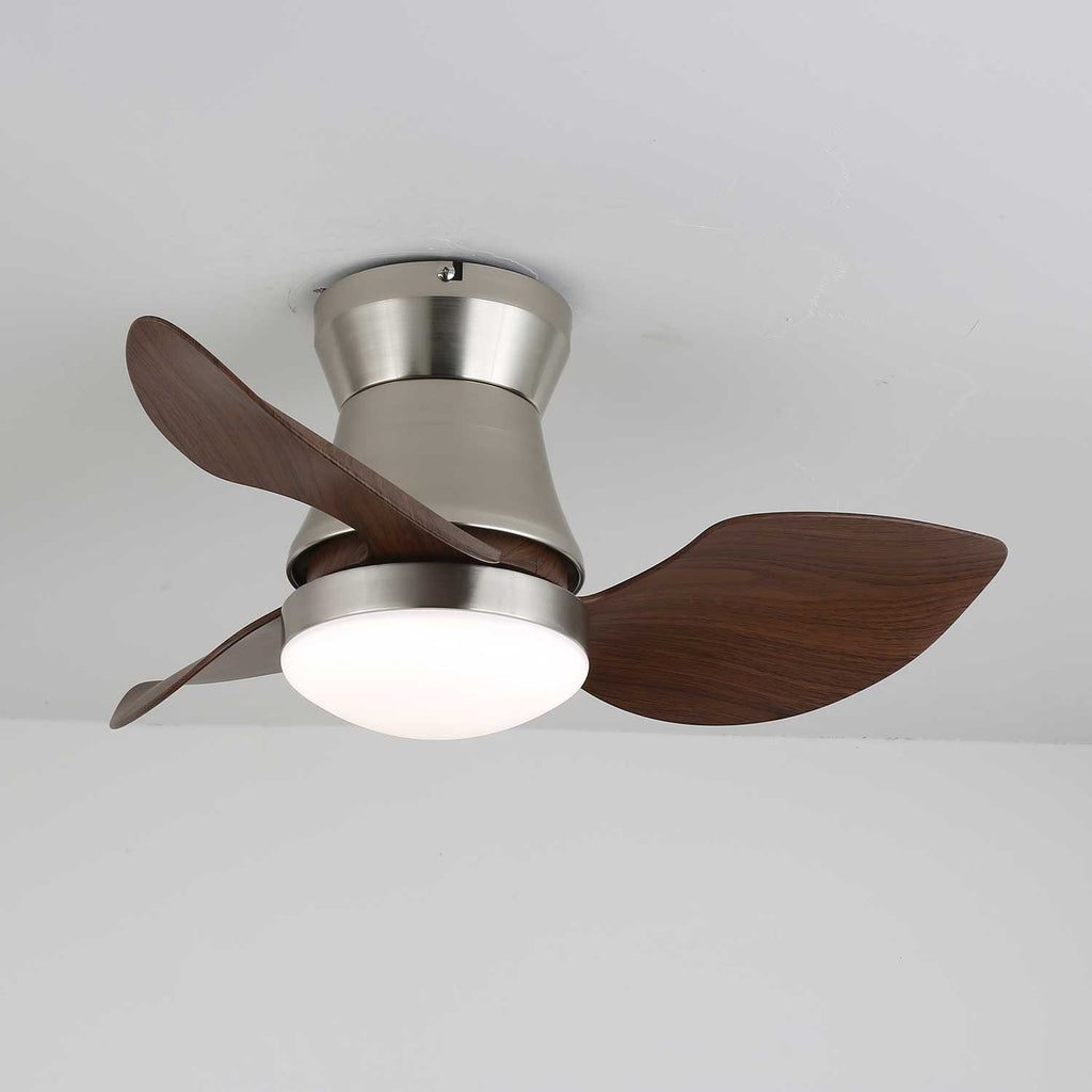 Nickel and Walnut Ceiling Fan with 24W LED Light, 60 cm