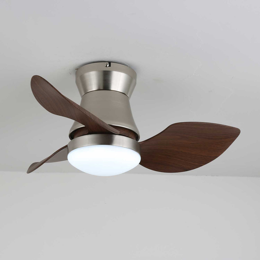 Nickel and Walnut Ceiling Fan with 24W LED Light, 60 cm