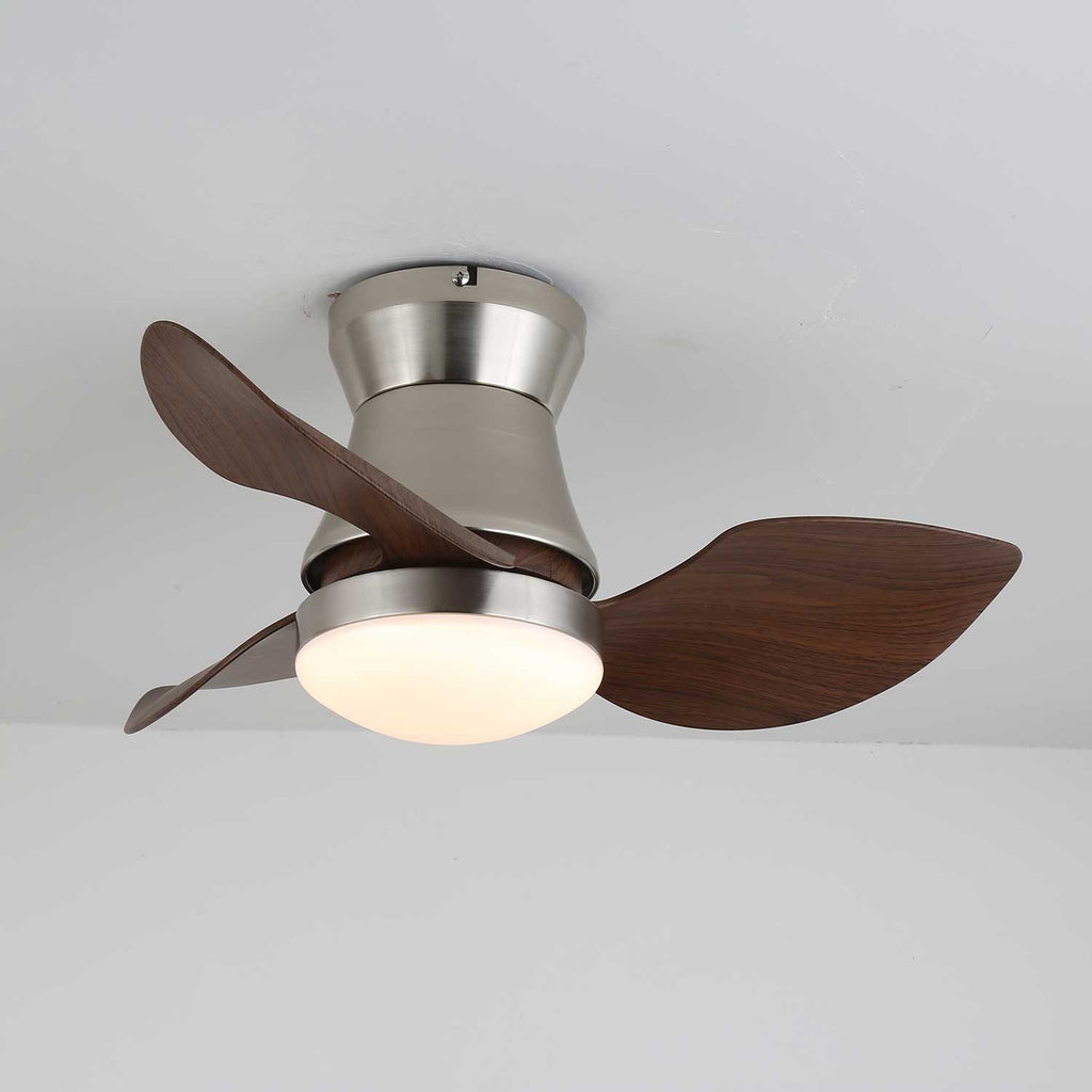 Nickel and Walnut Ceiling Fan with 24W LED Light, 60 cm