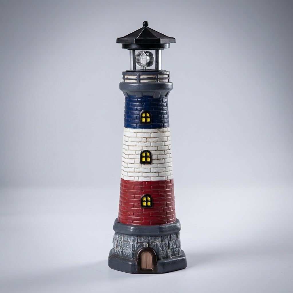 Solar Lighthouse Garden Light with Rotating LED, 37cm