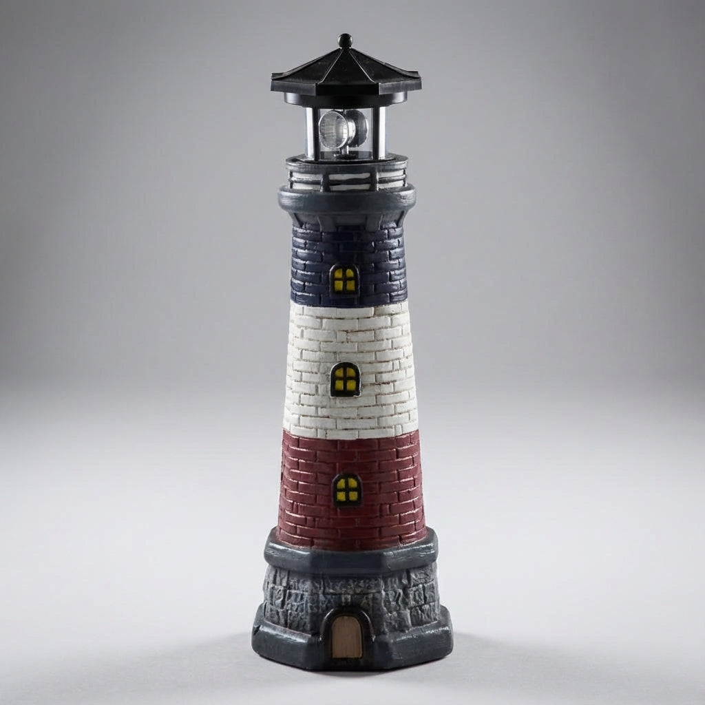 Solar Lighthouse Garden Light with Rotating LED, 37cm