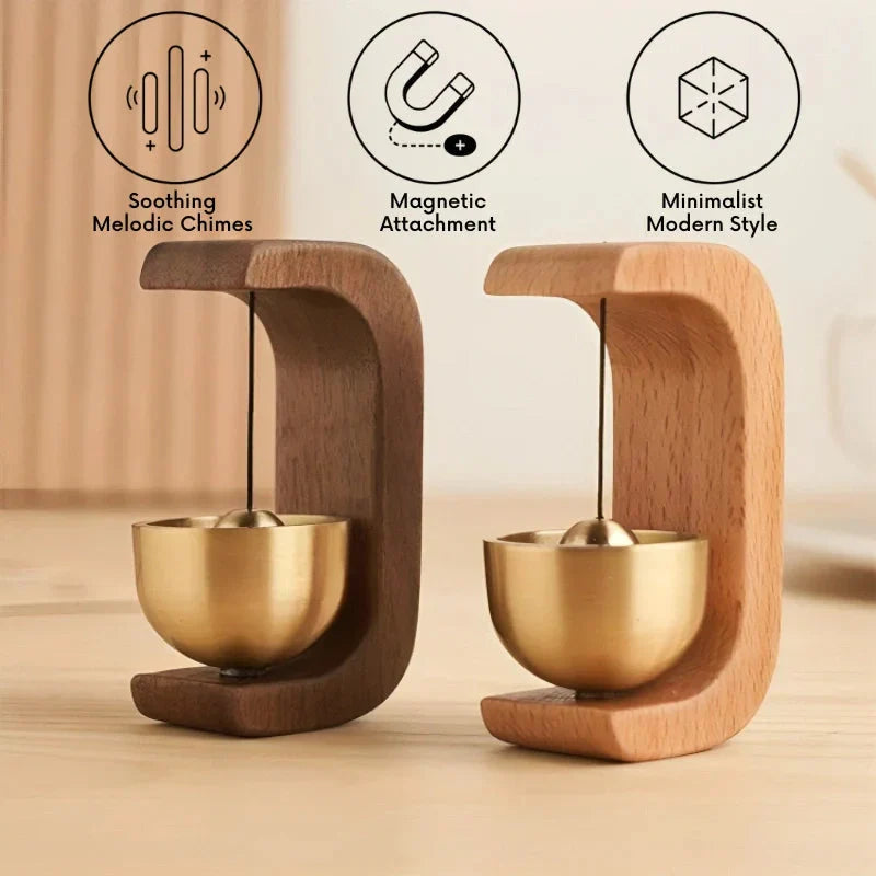 Wooden Wind Chime with Magnetic Singing Bowl, Scandinavian Design