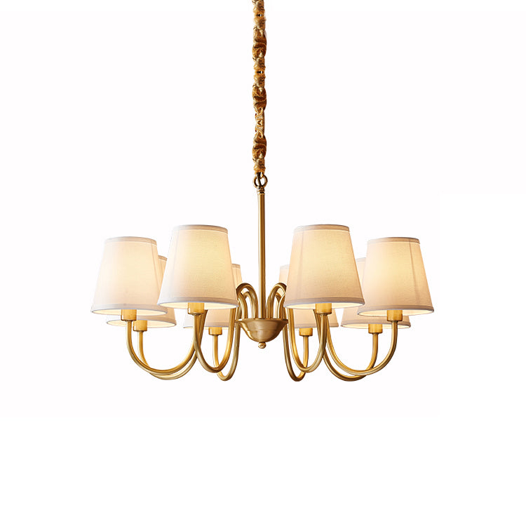 Fabric Shade Chandelier with Brass Frame, 3 to 10 Lights
