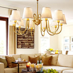Fabric Shade Chandelier with Brass Frame, 3 to 10 Lights