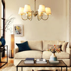 Fabric Shade Chandelier with Brass Frame, 3 to 10 Lights