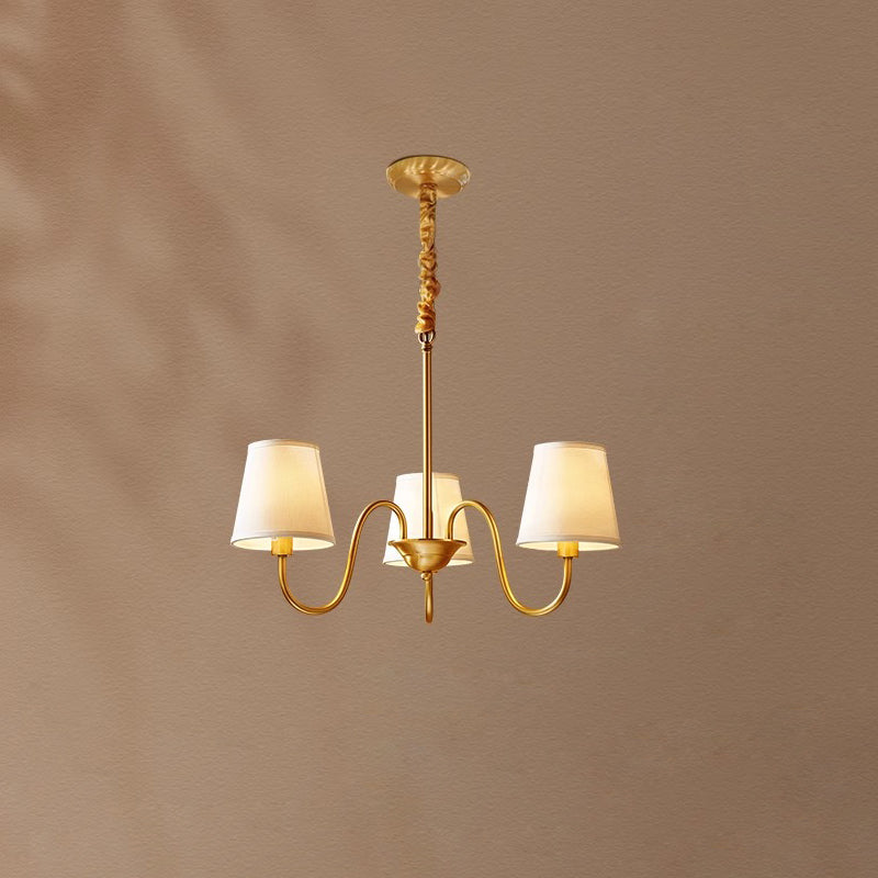 Fabric Shade Chandelier with Brass Frame, 3 to 10 Lights