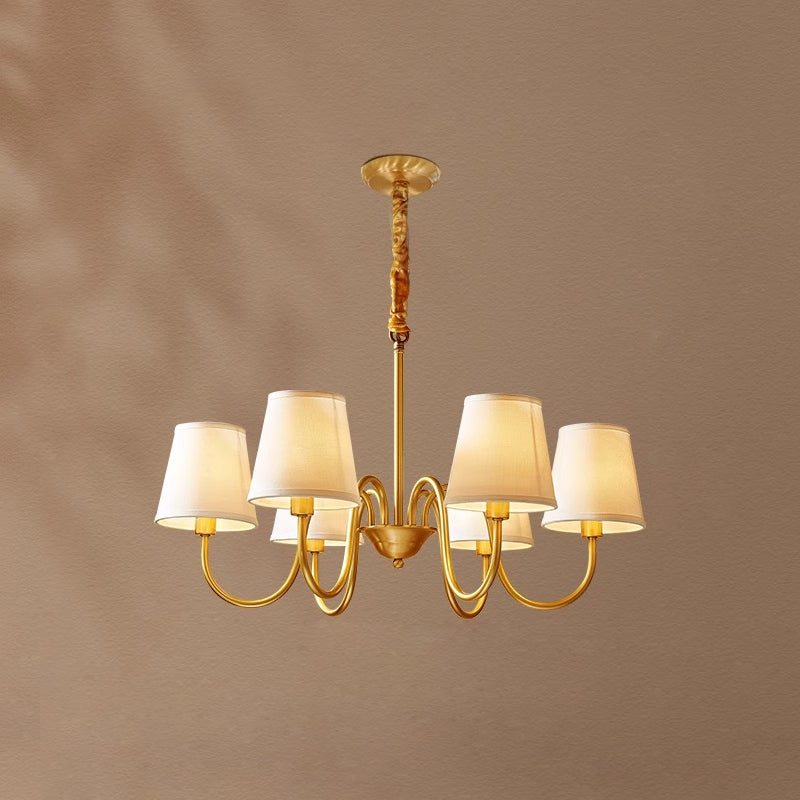 Fabric Shade Chandelier with Brass Frame, 3 to 10 Lights