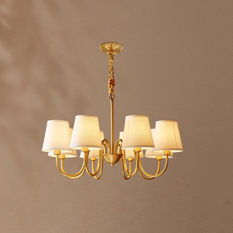 Fabric Shade Chandelier with Brass Frame, 3 to 10 Lights