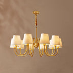 Fabric Shade Chandelier with Brass Frame, 3 to 10 Lights