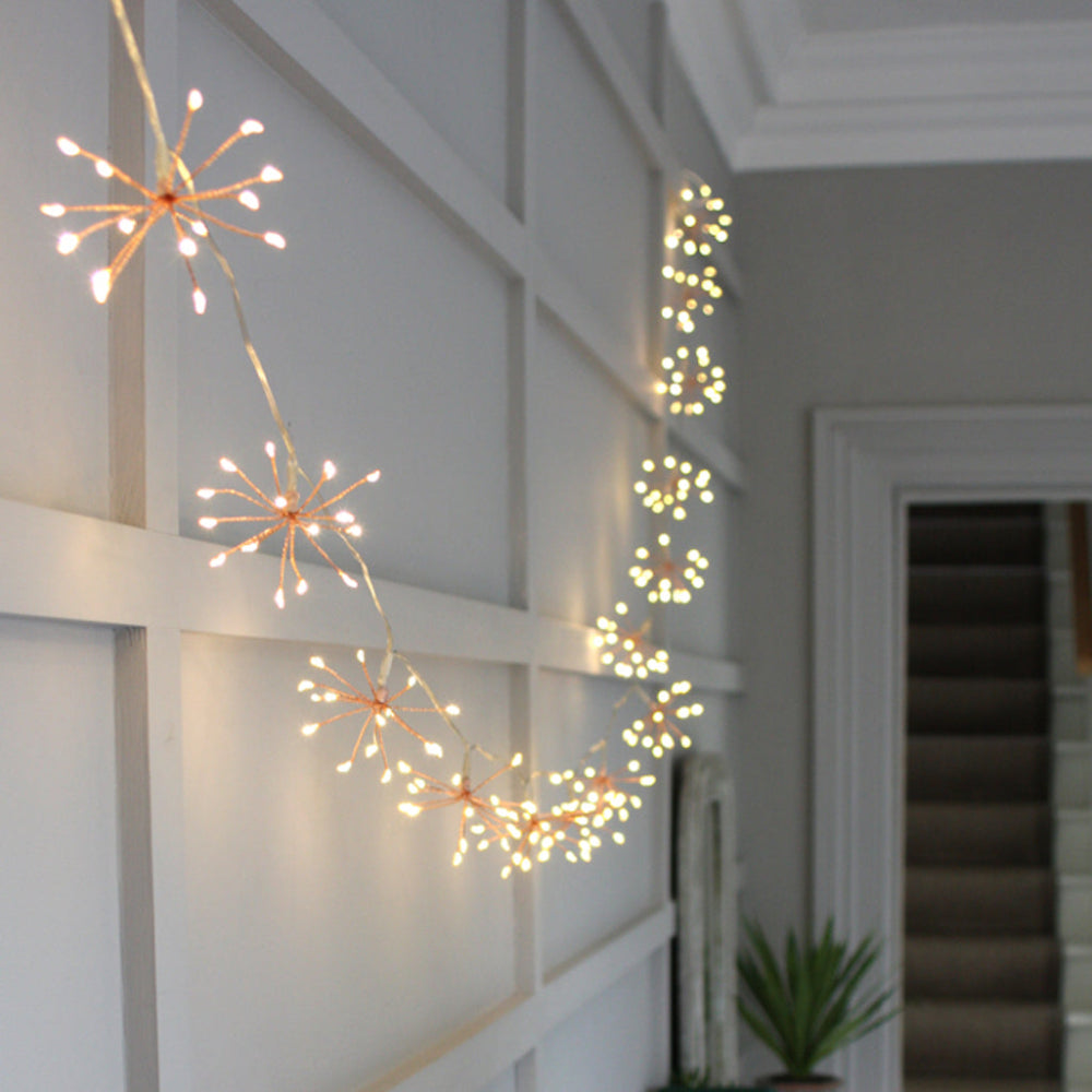 Copper Wire Starburst LED String Lights, Warm White IP44
