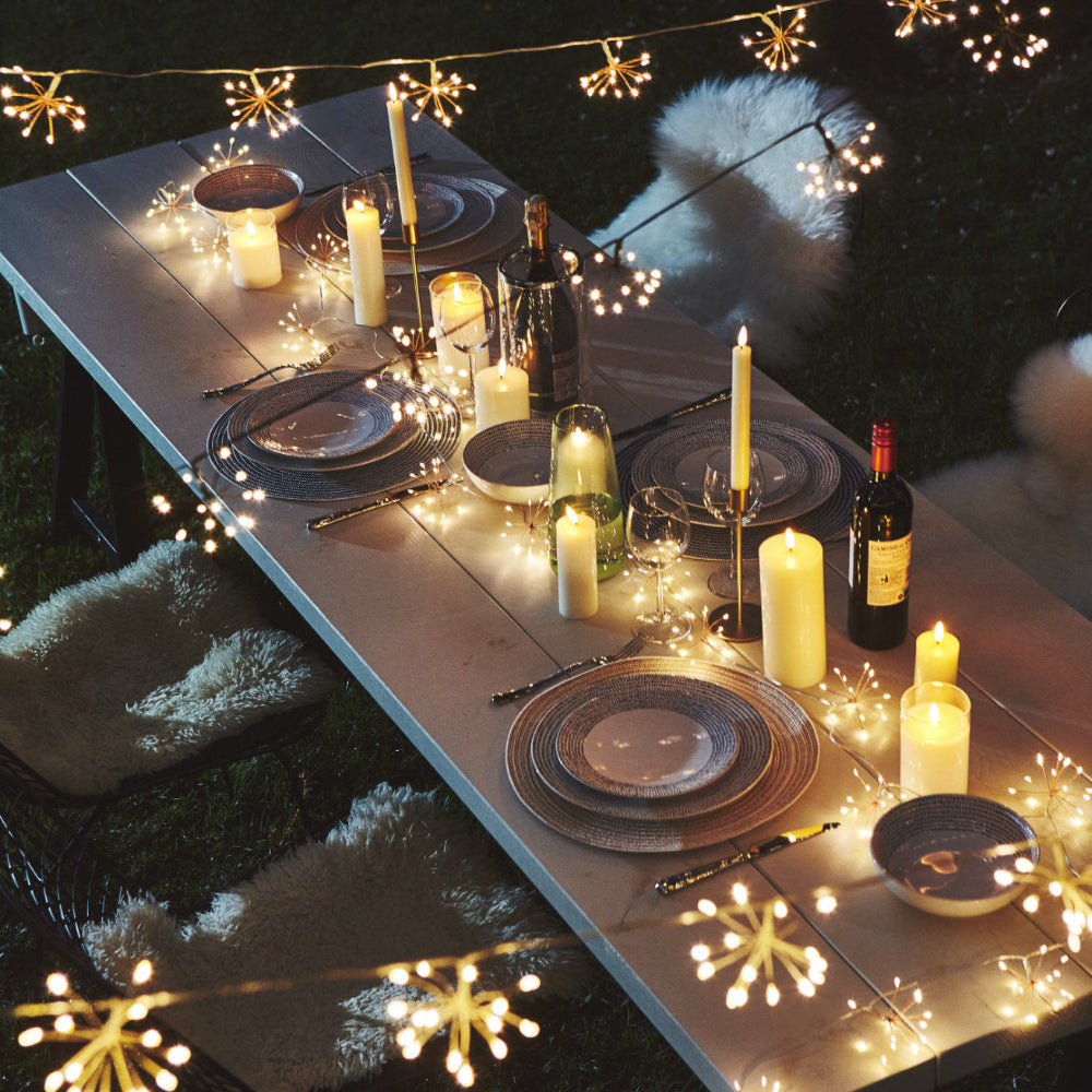 Copper Wire Starburst LED String Lights, Warm White IP44