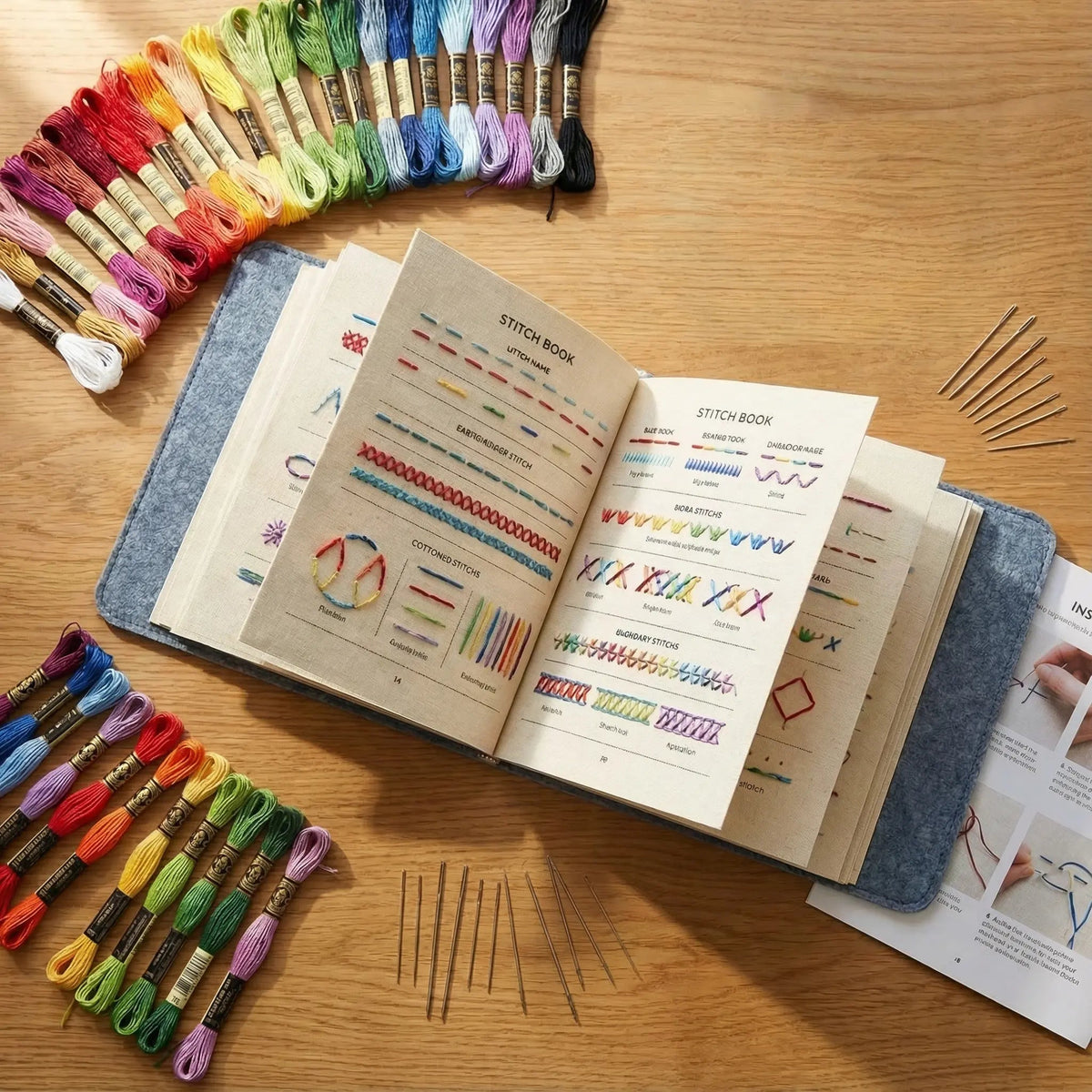 Embroidery Stitch Book for Beginners, 106 Stitches with Kit