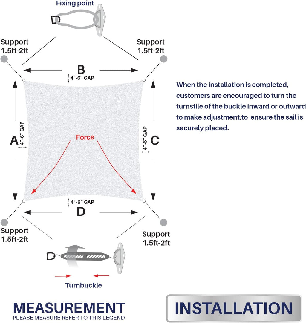 Stainless Steel 304 Shade Sail Fixing Kit, Adjustable Hardware