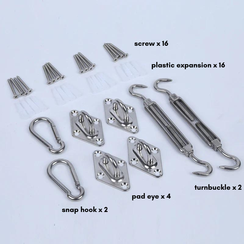 Stainless Steel 304 Shade Sail Fixing Kit, Adjustable Hardware