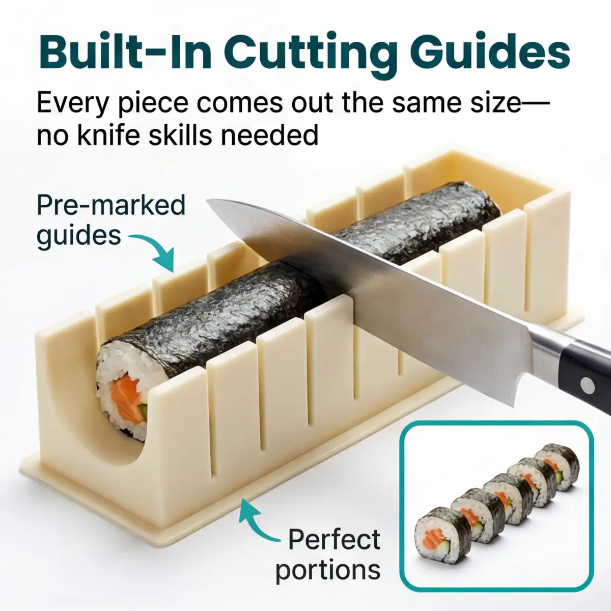 Sushi Mould Set with Cutting Guides for Rectangular Maki