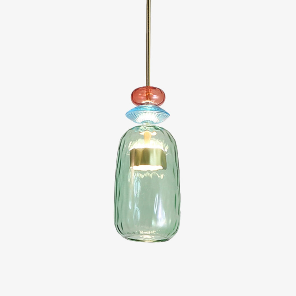 Coloured Glass LED Pendant Light, Cylinder Shade, Six Designs