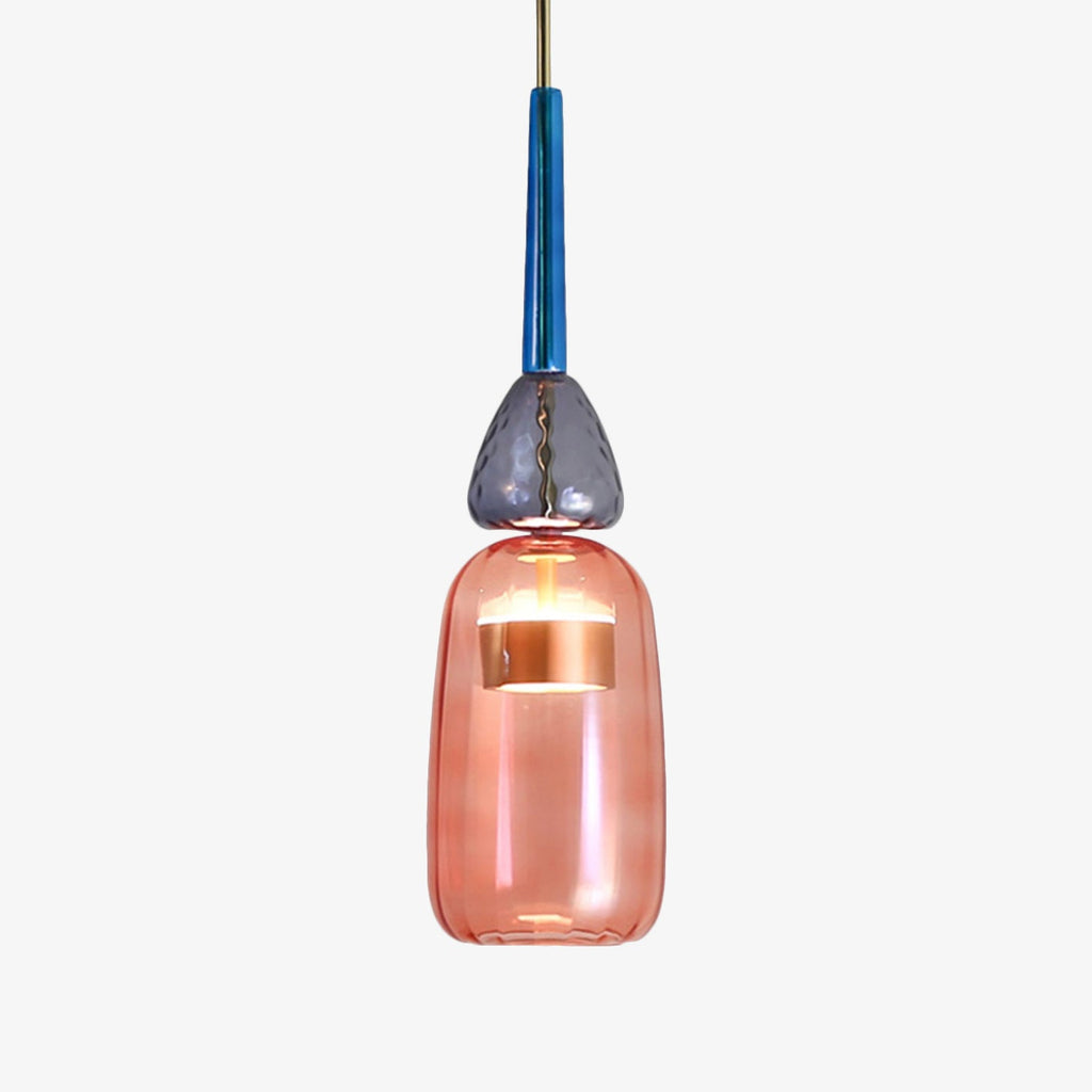 Coloured Glass LED Pendant Light, Cylinder Shade, Six Designs