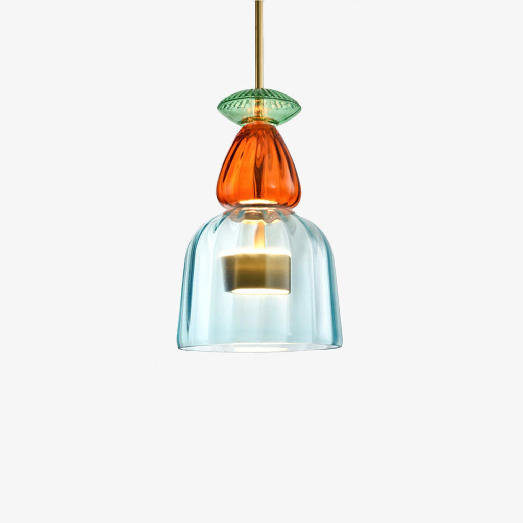 Coloured Glass LED Pendant Light, Cylinder Shade, Six Designs