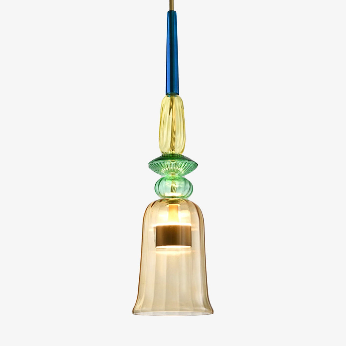 Coloured Glass LED Pendant Light, Cylinder Shade, Six Designs