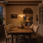 Floral Embossed Glass Pendant Light with Brass Finish