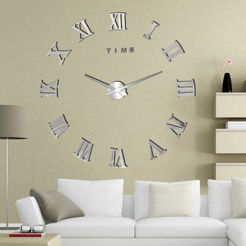 Geometric Roman Numeral Wall Clock, Mirror-Effect Acrylic