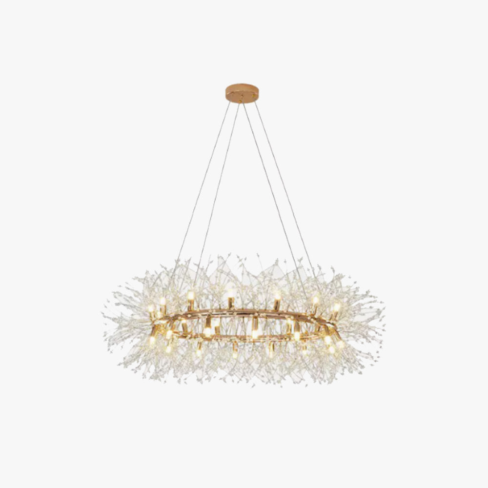 Gold Cut Glass Flower Chandelier with Adjustable Drop, E27