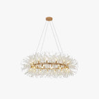 Gold Cut Glass Flower Chandelier with Adjustable Drop, E27