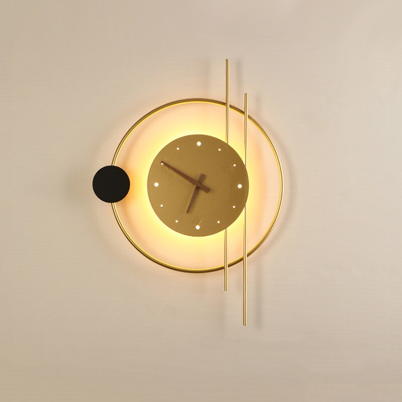 Large Illuminated Wall Clock, 57 x 41.5 cm, Gold or Black