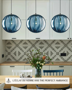Textured Glass Globe Pendant Light, Adjustable Drop