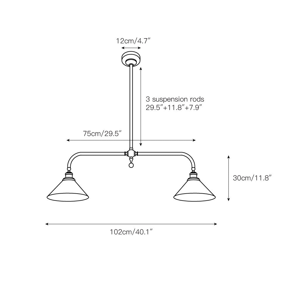 Linear 2-Light Pendant for Dining Table and Kitchen Island